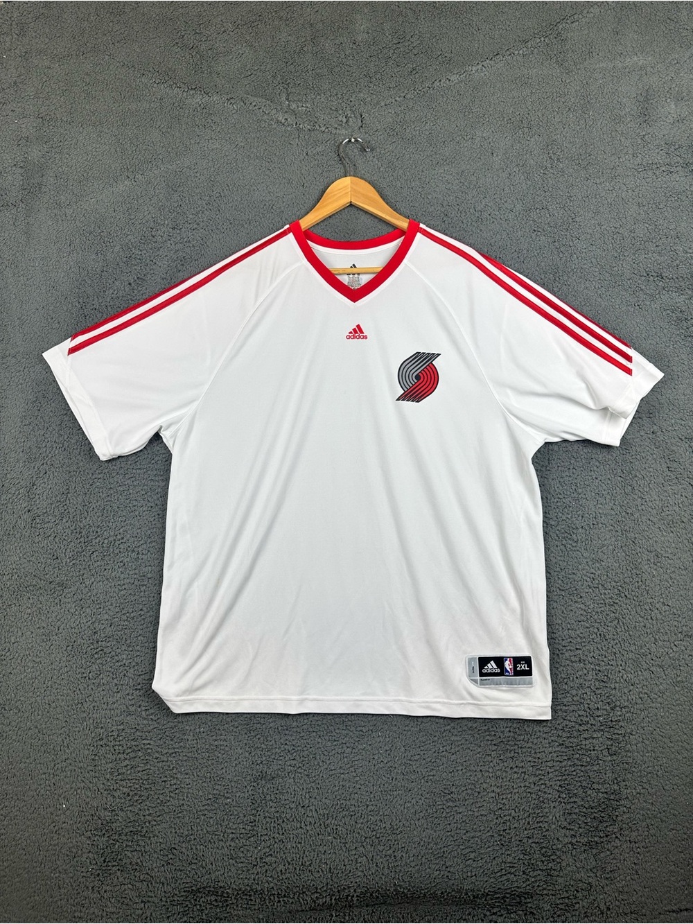 Adidas Portland Trail Blazers NBA Shooting Shirt White Red Mens 2XL 7846A 09